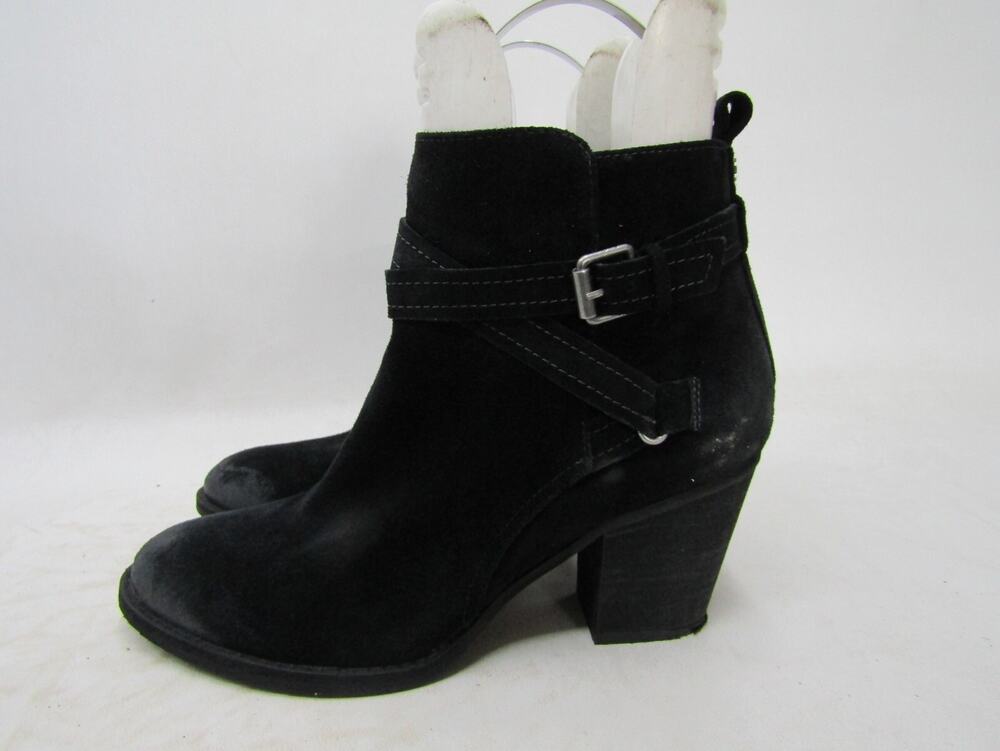Sam Edelman Womens Size 9 M Black Suede Zip Buckle Ankle Fashion Boots Bootie